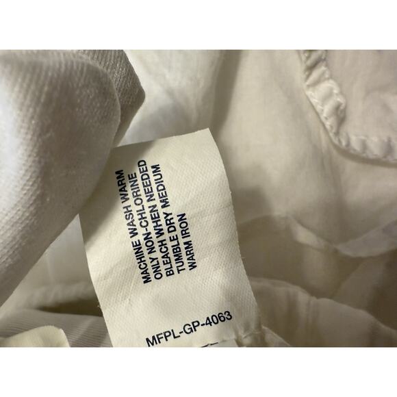 GAP Cotton Mock Neck Long Sleeves Drawstring Waist Blouse, White, Sz: L, 79-11 - Picture 11 of 12